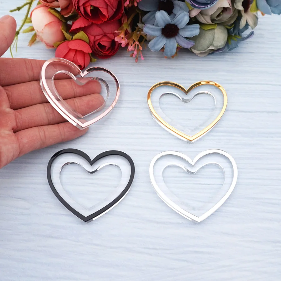 Acrylic Mirror Napkin Rings For Table Decor Acrylic Gold Silver Holder Napkins Ring Heart / Round Shape Dinner Party Wedding Use 6