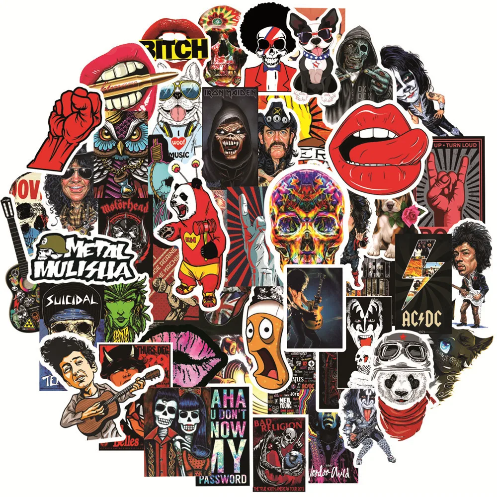 50pcs Vintage Rock Skull Stickers For Laptop Computer Notebook Adesivos Craft Supplies Scrapbooking Material Christmas Sticker