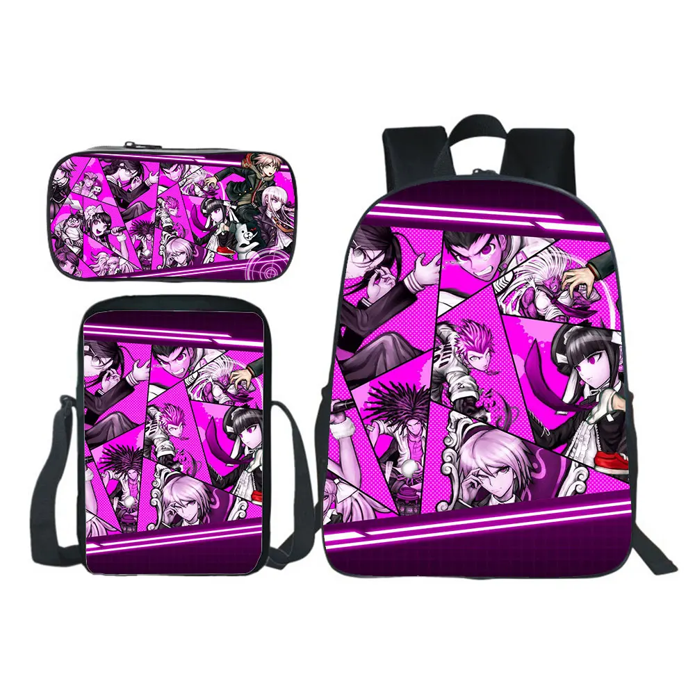 

Danganronpa Backpack 3D Anime 3pcs Set Boys Girls School Bag Teens Bookbag Kids Rucksack Gift(backpack+shouder Bag+pen Bag)