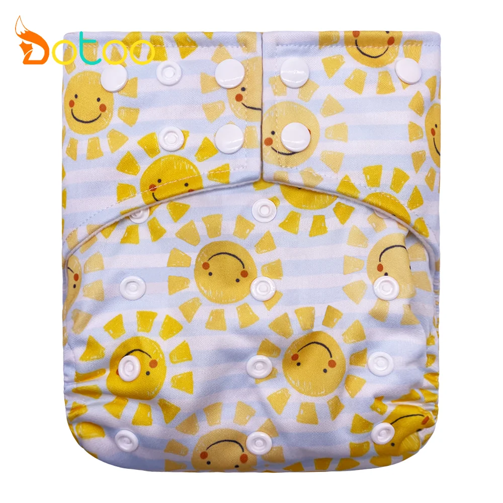 Dotoo Sun Printed Washable Adjustable Double Gusset Square Cloth Nappy For 3-15KG Baby Diaper