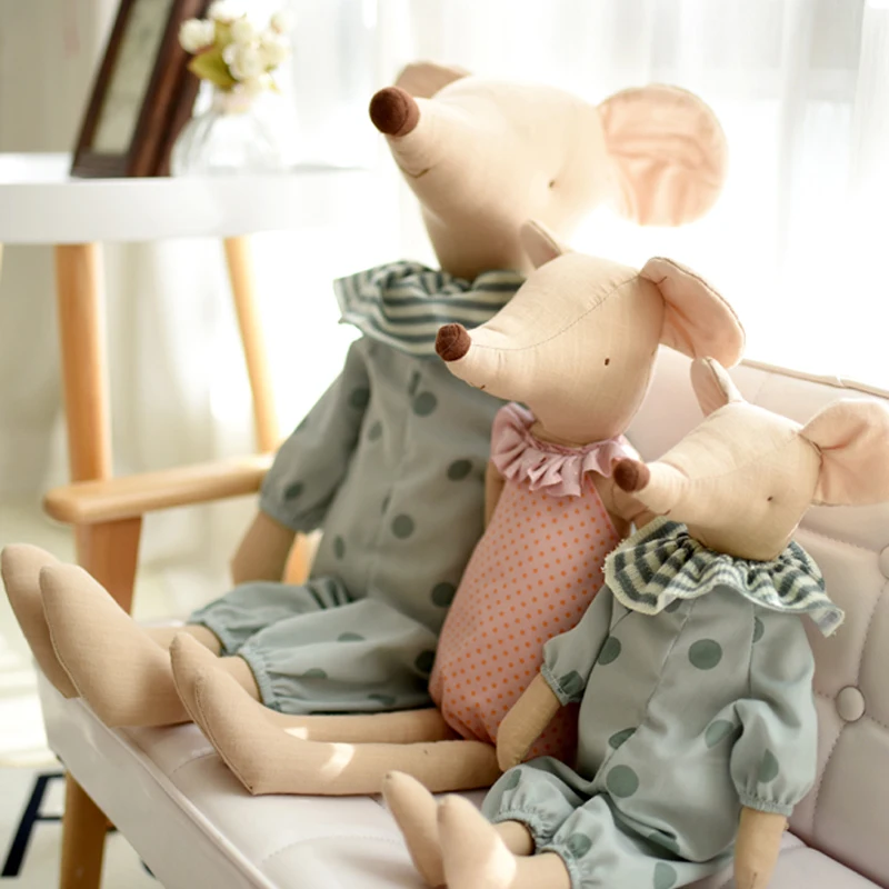 Kinderspielzeug Kleine und süße rosa Baumwollschleife und grüne Schleife Mauspuppe Stofftier – Detail 5