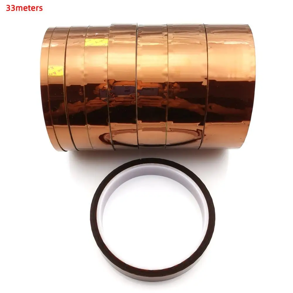 Kapton Tape 5/8/10/15/20mm 100ft BGA High Temperature Heat Resistant Polyimide Gold Adhesive Tape For Electronic Industry 33m