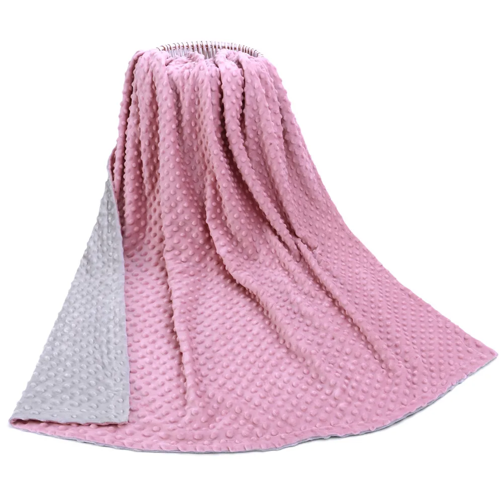 Couverture de bébé unisexe, Minky Super doux, avec Double couche, support à pois, 78x100cm/110x150cm, couvertures de réception pour nouveau-né