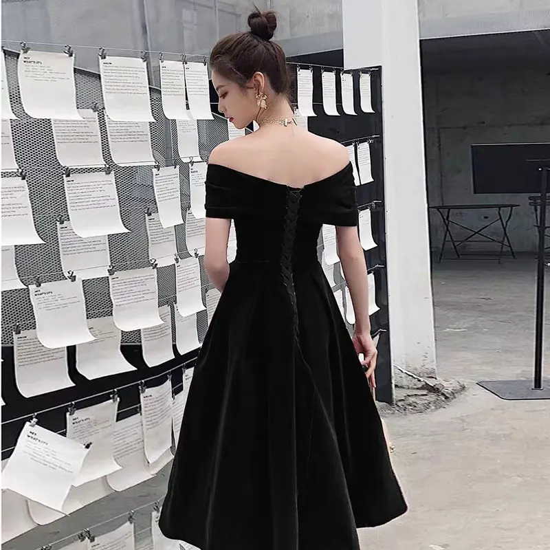 High-end Velour Evening Dresses вечерние платья Robe De Soirée Prom Party Gown Vestidos De Fiesta Off The Shoulder