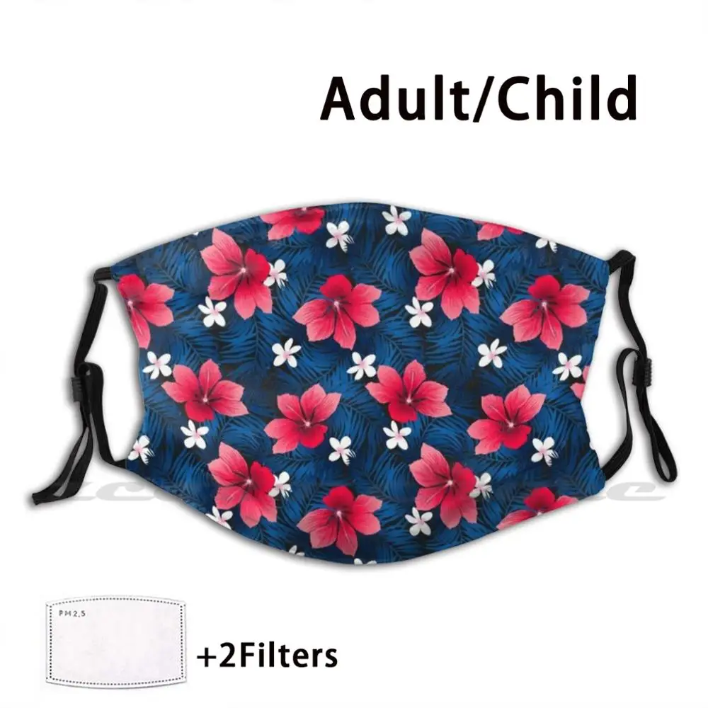 Red Flowers Mask Adult Child Washable Pm2.5 Filter Logo Creativity Red Flower Pink Flower Yellow Flower Orange Flower Purple