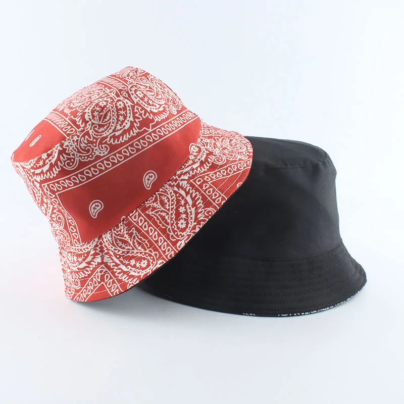 2022 New Fashion Vintage Print Bucket Hats Reversible Bob Chapeau Femme Hip hop Caps Gorro Men Fisherman Hat