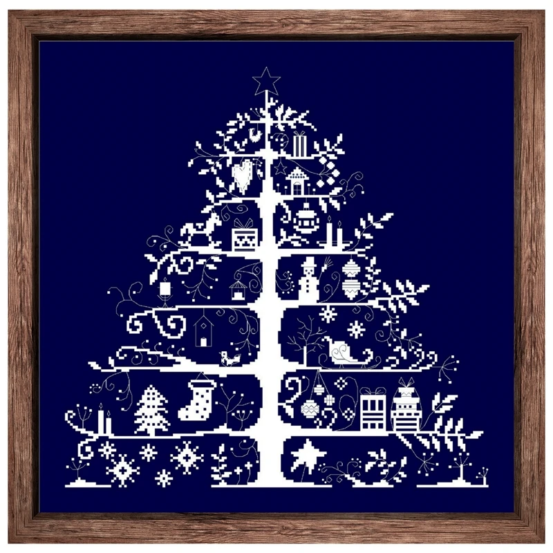 Kit punto croce albero di natale X-mas design semplice 14ct 11ct tessuto blu intenso filo di cotone ricamo ricamo fatto a mano fai da te