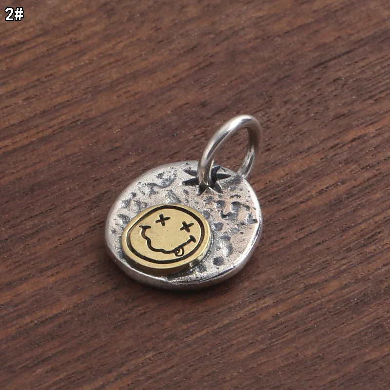 Collier Pmotfor en argent regardé 925 pour hommes et femmes, visage souriant, bijoux vintage unisexes, cadeaux pour amis