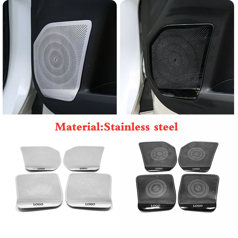 

For Toyota Highlander Kluger 2015-2018 Stainless steel Car Interior door speaker audio Horn Cover Trim Frame styling Accessories