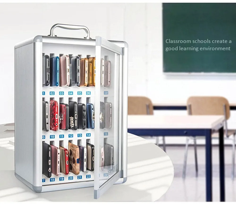 Mobile phone safe box with lock aluminum alloy ABS portable school army meeting storage cabinet storage toolbox office suitcase