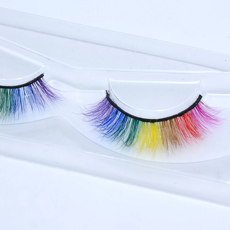 OKAYLASH 2021 Newest 7 Colors Rainbow Eyelashes Princess Cilia Real Mink Fluffy Colored False Lashes for Halloween Party Cosplay