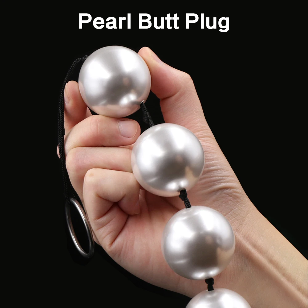 Super Large Pearl Anal Plugs Long Anal Beads Butt Plug Vaginal Balls Sex Toys For Women Men Handheld Anus Masturbator Expander