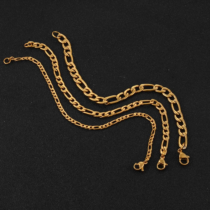 Klassisches Edelstahl-Figaro-Kettenarmband, Bestseller, Hochwertiger Schmuck für Männer und Frauen – Detail 2