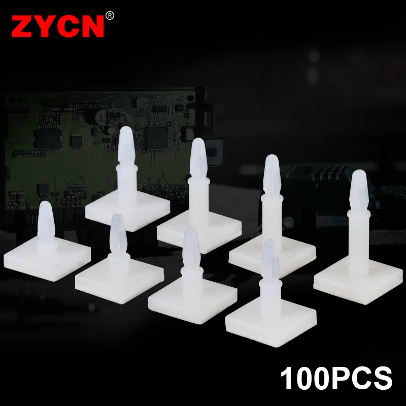 100PCS HC-5/6 Nylon Plastic Stick Fixed Clip PCB Module Spacer Standoff Lock Snap-In Adhesive 3MM Hole Support Isolation Column