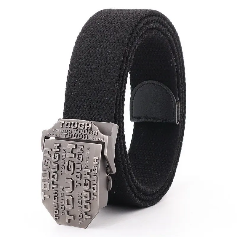 Mens Metal Slide Buckle Waist Belts Breathable Canvas Army Military Tought Letter Fashion Unisex Jeans Accessories Women Leisure