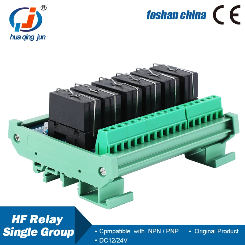 6-Channel 12VDC/24VDC Electromagnetic Relay 1NO 1NC 5 Pins Hongfa Relay Module JQX-115F for Industrial Automation Control