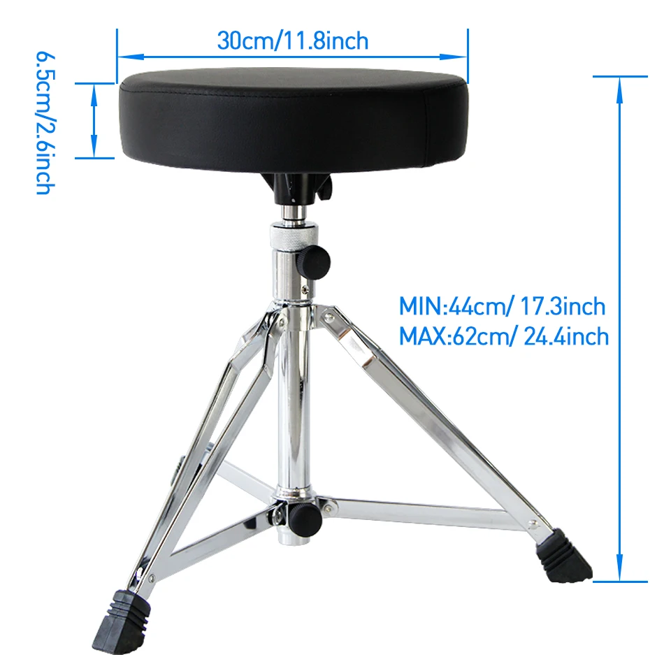 BATESMUSIC Adjustable Drum Throne Padded Stool Drum Chair for Music Show Anti-Slip Feet Seat for Adults and Kids image 5