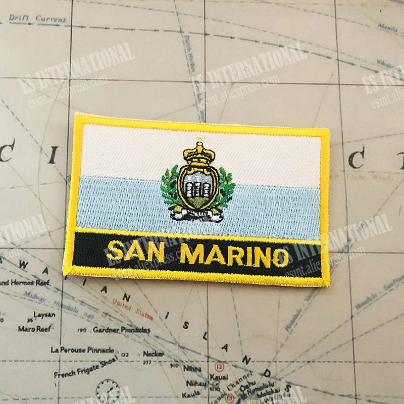 SAN MARINO  National Flag Embroidery Patches Badge Shield And Square Shape Pin One Set On The Cloth Armband  Backpack Decoration