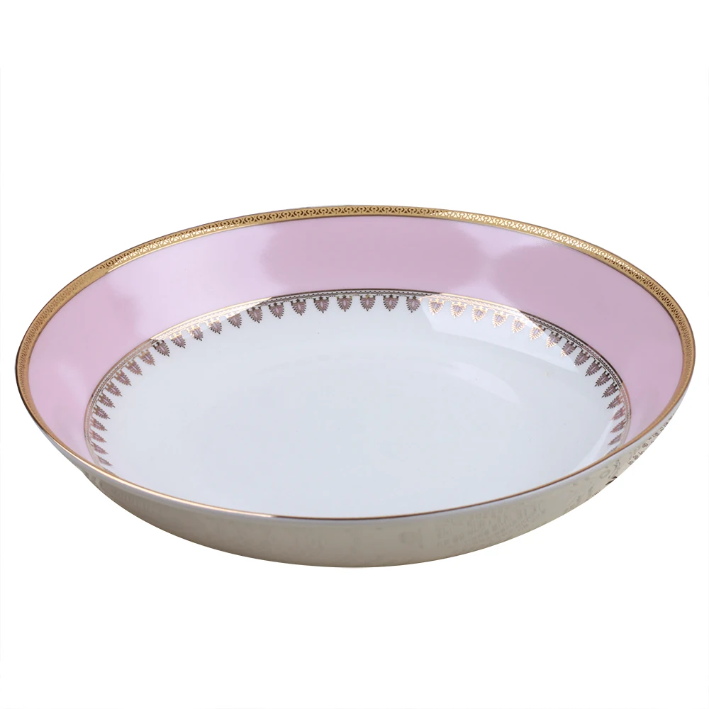 

European Style Green Pink Table Ware 8 Inch 20Cm Ceramics Plate for Bread Breakfast Food