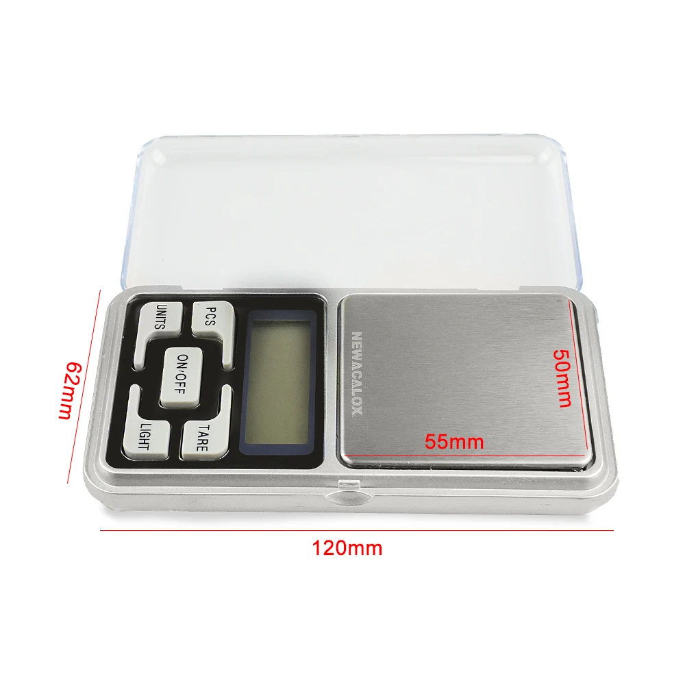 NEWACALOX timbangan Digital Mini, timbangan elektronik Mini 200g/500g, timbangan saku Digital 0.01g/0.1g untuk makanan dan perhiasan dapur