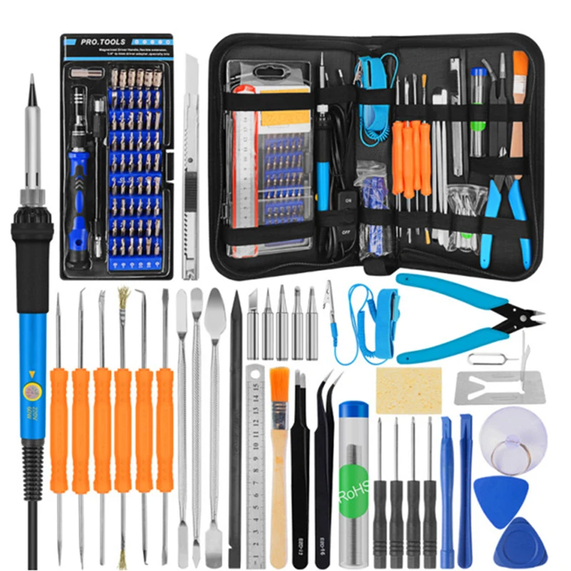 

60W 98 In 1 Soldering Iron Screwdriver Set Adjustable Temperature Flux Tool Tin Wire Tweezers Mobile Phone Repair Kit