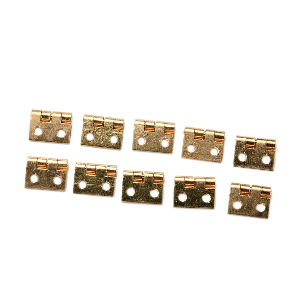 20pcs Cabinet Door Hinges Brass Plated Mini Hinge Small Decorative Jewelry Wooden Box Furniture Accessories 8mm*10mm