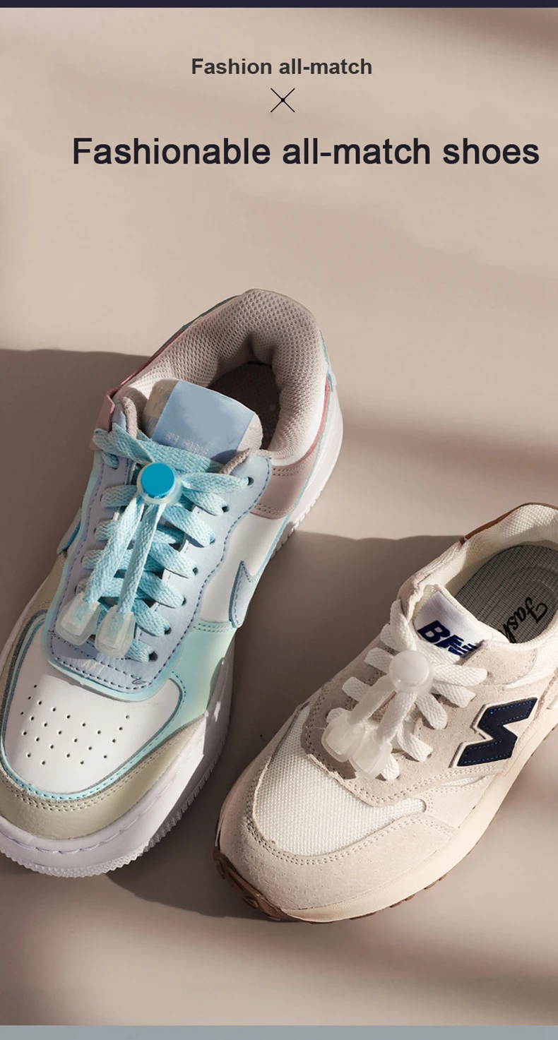 Klassische Schnürsenkel mit Schnallenverschluss, flache Schnürsenkel ohne Binden für Sneaker, Kinder und Erwachsene, schnelle und bequeme Schnürsenkel für Schuhe, Zubehör – Detail 1