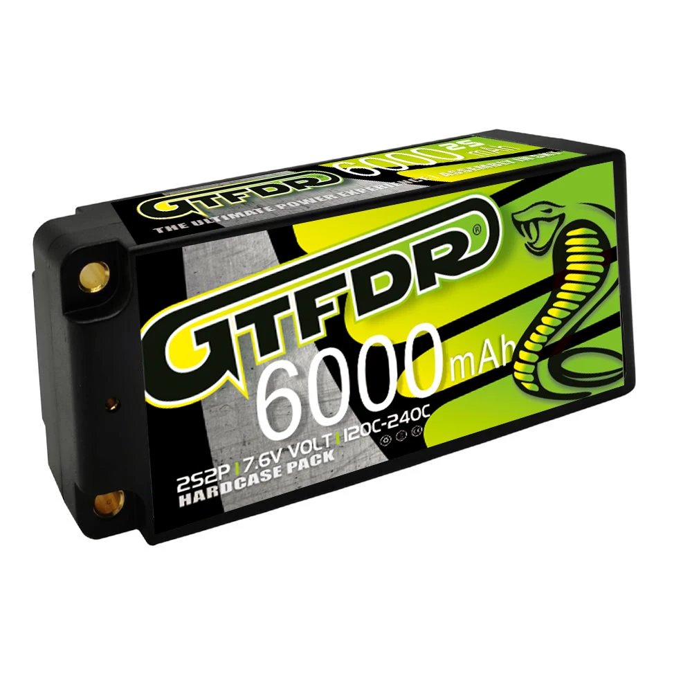 GTFDR Lipo Battery HV 2S Shorty  7.6V 6000mah 120C-240C RC  5mm Bullet Competition Short-Pack for 1/10 Buggy Truck Car