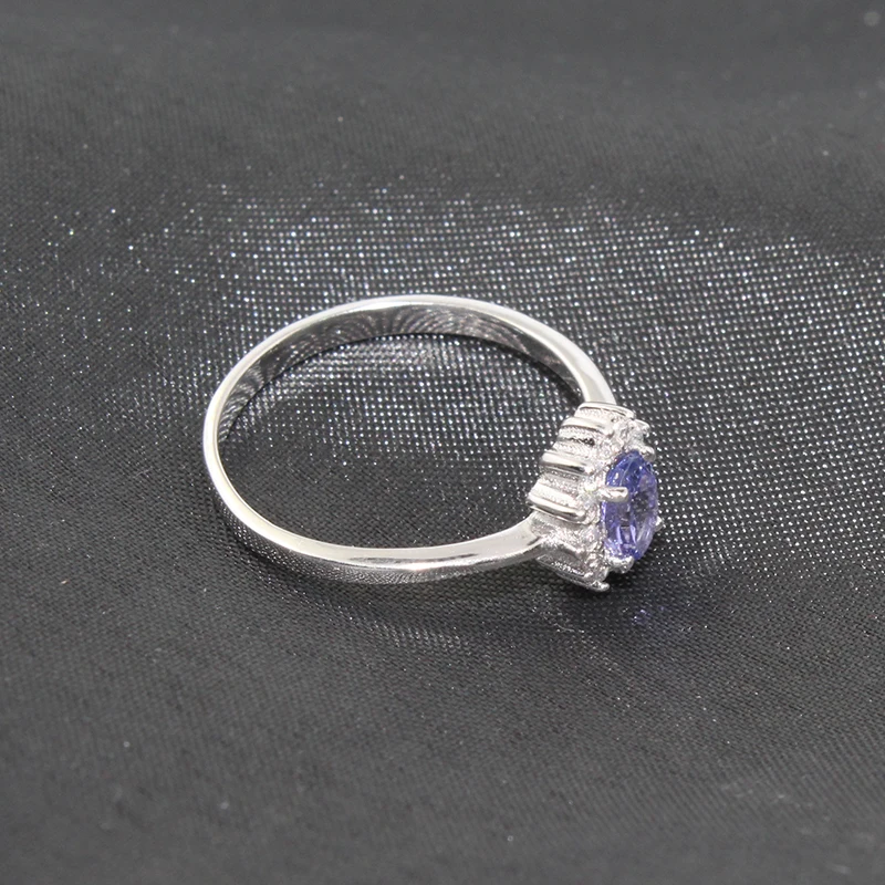Kate Princess Same Style Engagement Ring 0.5ct Natural Tanzanite Silver Ring 925 Sterling Silver Tanzanite Wedding Ring for Girl