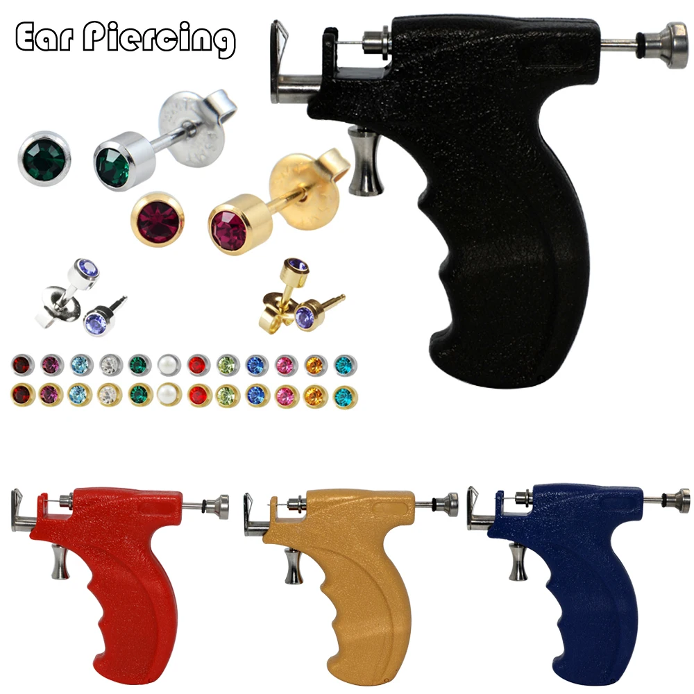 Professional Ear Piercing Gun Tool Set Ear Studs Steel Ear Nose Navel Body Piercing Gun Unit Tool Kit Safety Pierce Tool