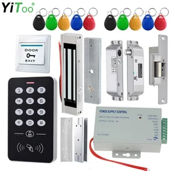 YiToo-Kit de sistema de Control de acceso de puerta, teclado RFID, fuente de alimentación, cerradura magnética eléctrica de 180KG, cerraduras de puerta para seguridad del hogar