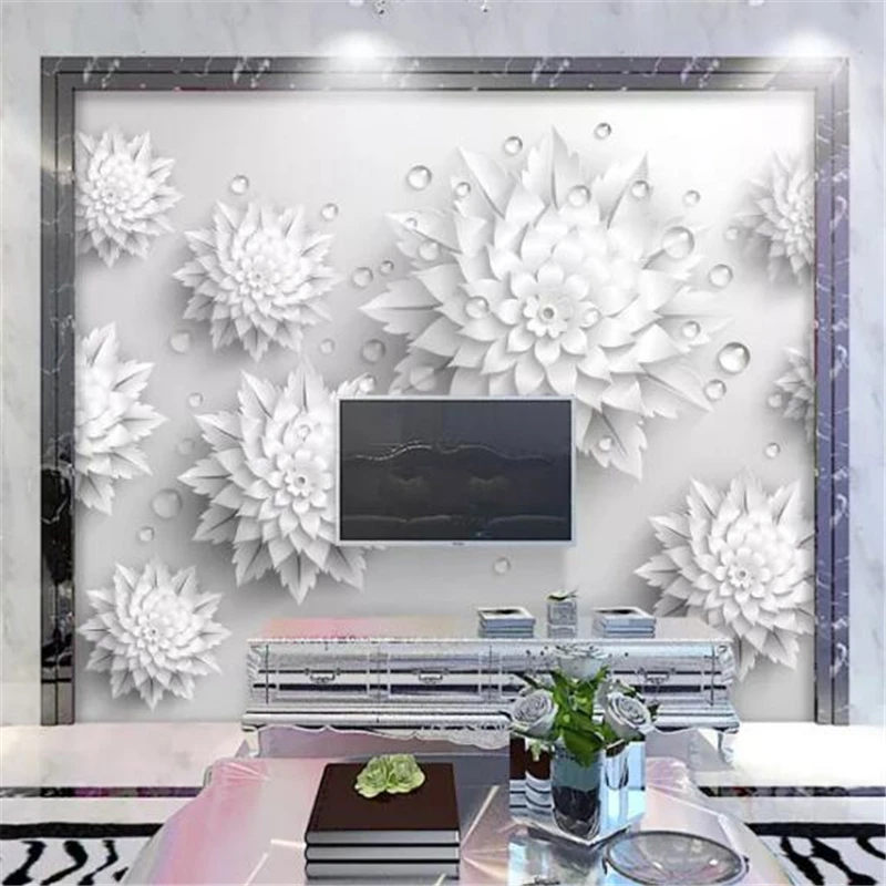 

beibehang Custom white beautiful simple modern 3D background wall paper 5d living room bedroom mural papier peint 8d wallpaper