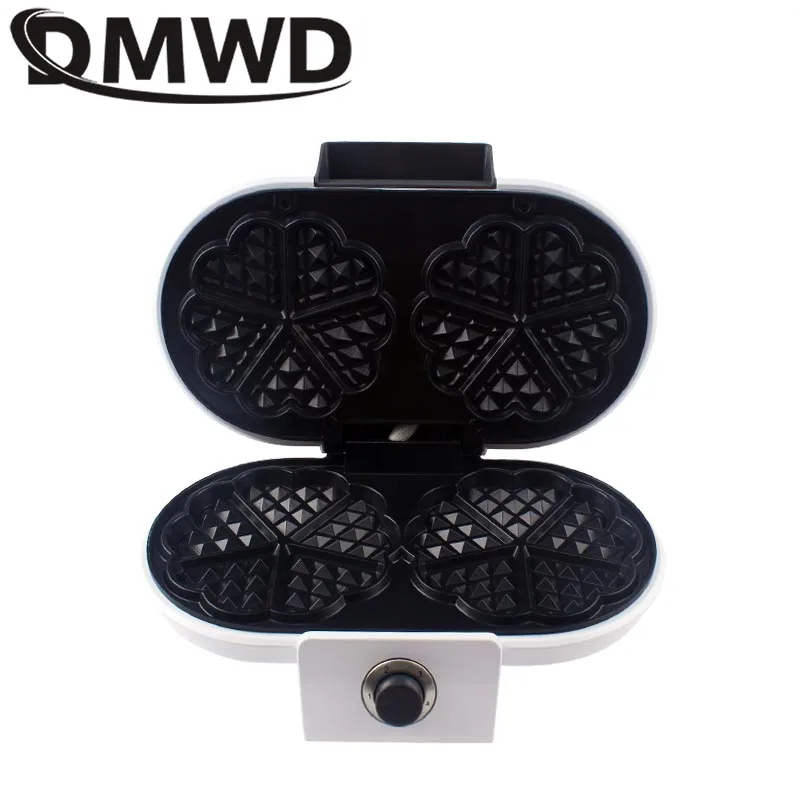 DMWD Electric Waffle Maker Multifunction Breakfast Crepe Baking Machine Muffin Grill Egg Cake Oven Heart-shaped Waffle Bakeware