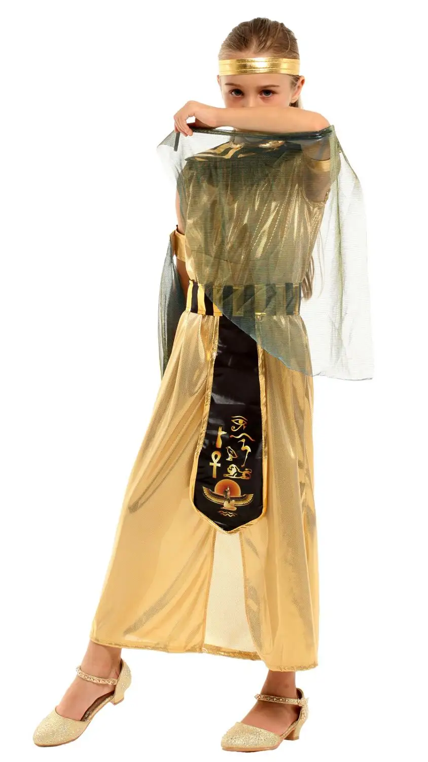 Halloween Carnival Party Cosplay Costume for Kids Pharaoh Queen Egyptian Cleopatra Costume Girls for Ancient Egypt Fancy Dress