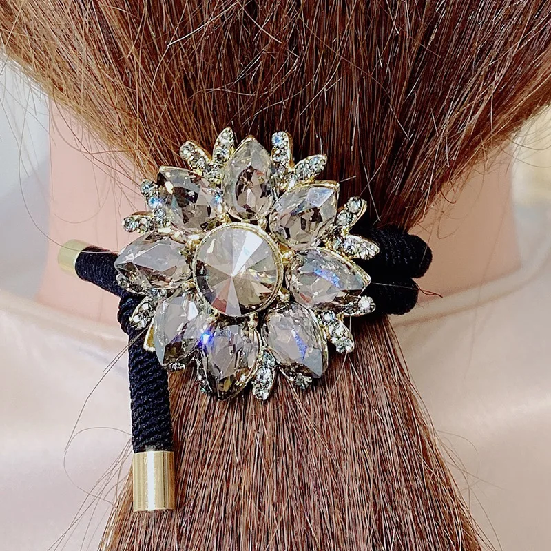 Crystal Rhinestone Flower Elastic Hair Bands for Women Designer Luxury Jewelry Girls Hairbands Headpiece Hair Accessories Gifts