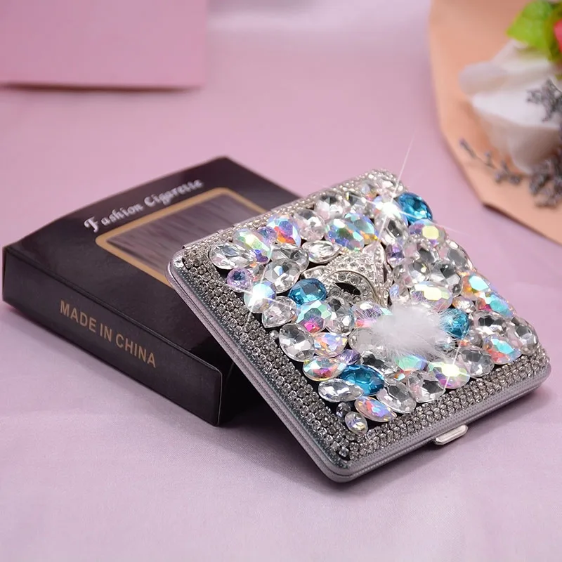 DIY Rhinestone Lady's Cigarette Case Lighter Various Exquisite Patterns 20 Cigarette Cases Without Lighter Small Gift