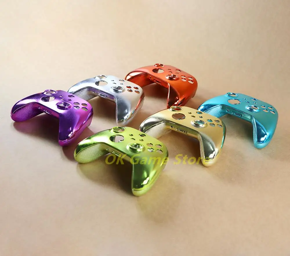 مجموعة واحدة من حافظة الكروم الأمامية + الخلفية لوحدة تحكم Xbox Series X S غطاء تصفيح لاستبدال سلسلة Xbox #2