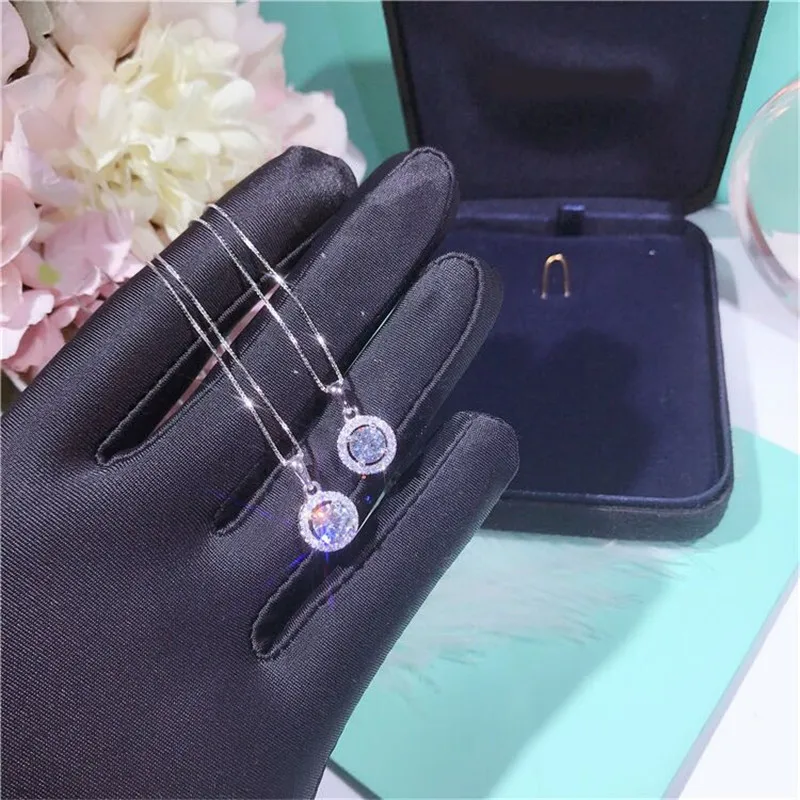 Jewelry Sets For Women 925 Silver Needle Necklaces Pendant Stud Earrings Zirconia Bridal Wedding Engagement Accessory CCAS229