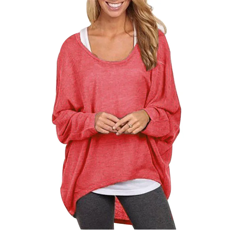 2021 Spring T Shirt Women T-Shirt Oversize Casual Loose Batwing Long Sleeve Tops female Jumper Pullover tunic XXL