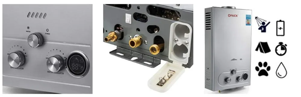 Warmwasserbereiter 6/8/10/12/16/18L | Sihao Durchlauferhitzer 6/8/10/12/16/18L LPG-Durchlauferhitzer Tankless Instant Boiler mit Duschkopf und LCD-Anzeige – Detail 5