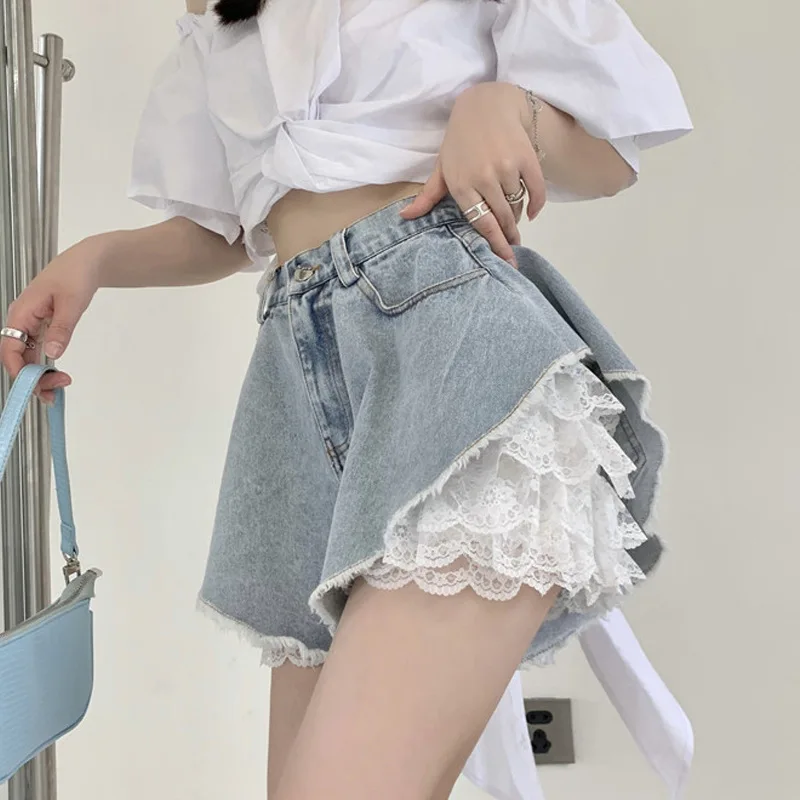 Women\'s Denim Shorts Summer Thin High-Waisted A-Line Pant 2021 New Loose Wide-Leg Hot Pants Girl Fashion Jeans Casual Clothing