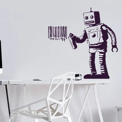 Banksy Barcode Robot Wall Vinyl Sticker Street Art Graffiti Machine Decal Boys Room Decor Mural Die Cut Print Room Decals 2139