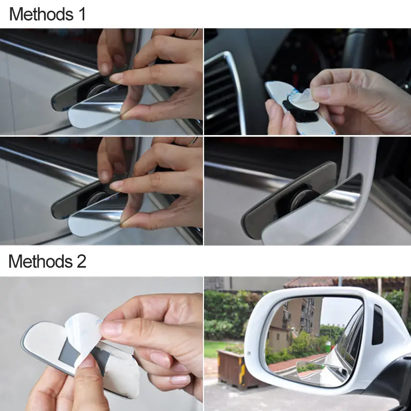 1 pair Car 360 Degree Blind Spot Mirror Wide Angle long Convex Mirror Small Round Side Blindspot Rearview Parking Mirror