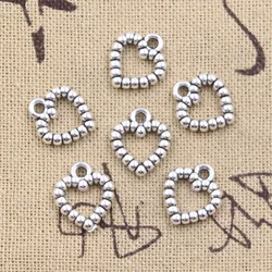 40pcs Charms Hollow Heart 14x12mm Antique Silver Color Pendants DIY Crafts Making Findings Handmade Tibetan Jewelry