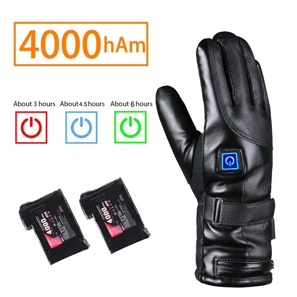 Motorcycle Bicycle Electric Heated Gloves Windproof For Cycling Winter Warm Heating Gloves Rechargeable Batteries For Men Women