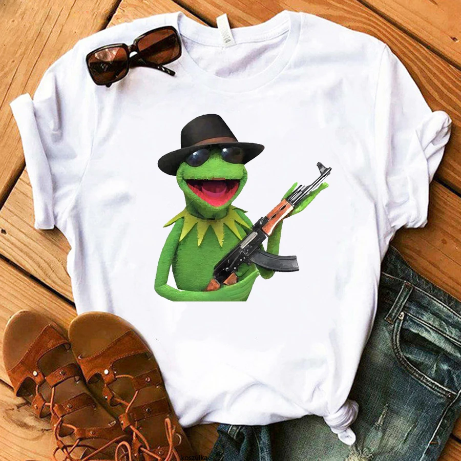 Yer A Wizard Kermit Anime T-shirt da donna con stampa divertente base casual o-collo camicia bianca T-shirt da donna manica corta, nave di lancio