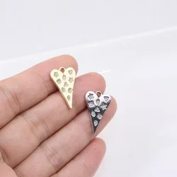 Eruifa 6pcs 10*20mm Lovely Heart With Rhinestone Coin Zinc Alloy Necklace,Earring Bracelet Jewelry DIY Handmade 2 Colors
