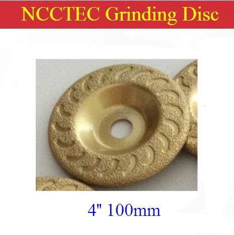 4'' inches Diamond vacuum Brazed inclined bowl grinding disc | 100mm 10cm stone marble granite grinding disk 16mm hole arbor