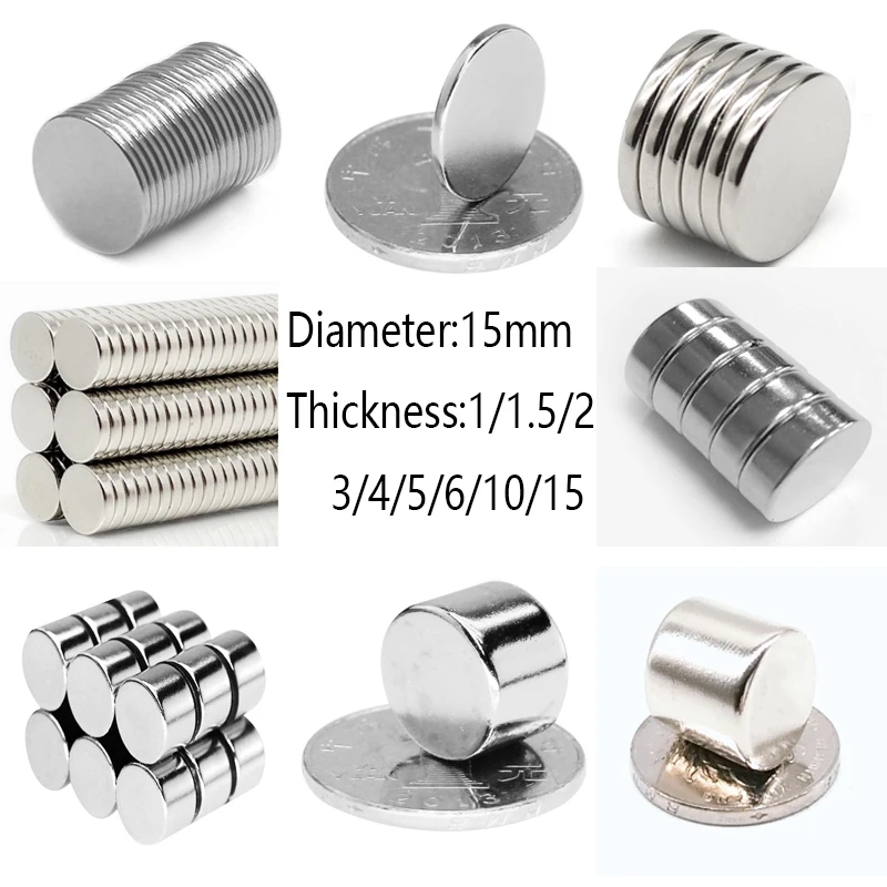 

1/10/20pcs Magnet Dia 15mm Round Magnetic Magnet Neodymium Magnets Disc 15X1 15X1.5 15X2 15X3 15X4 15X5 15X10 15X15