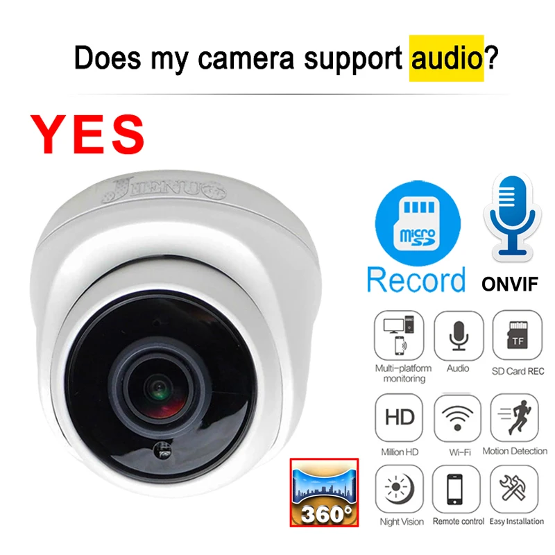 Jienuo 5MP Toàn Cảnh Ip Camera Wifi 1080P Camera Quan Sát An Ninh Giám Sát 1.7 Mm Trong Nhà Cam Âm Thanh Mạng Không Dây gia Camera